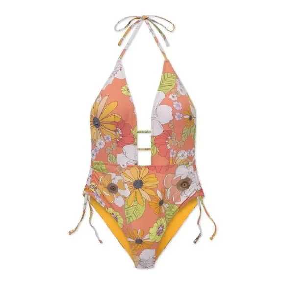 New. WET L.A. plunge floral swimsuit. Medium. Retails $178